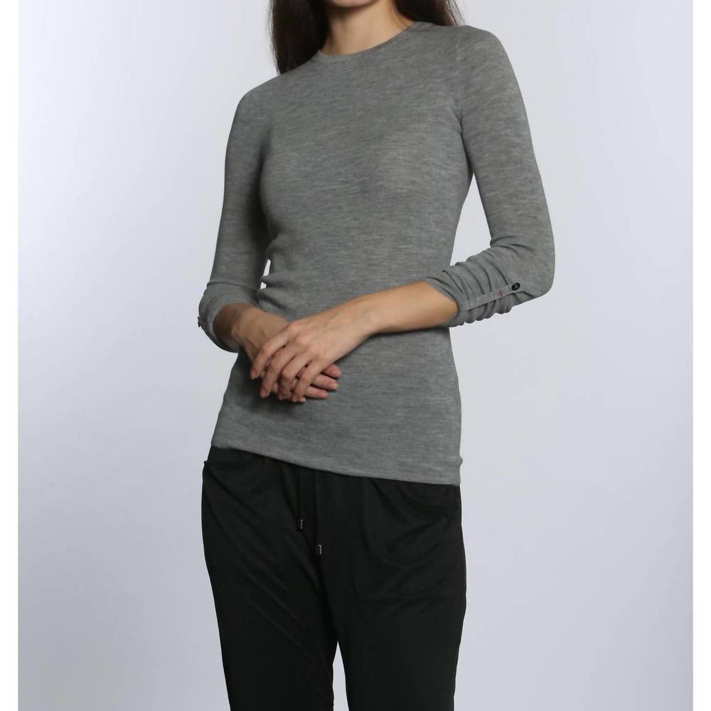 NEW LABEL+THREAD women's solid merino crew top in grey